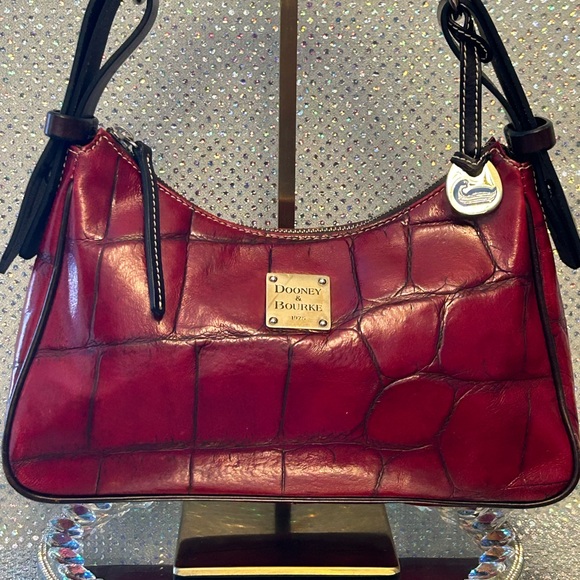 Dooney & Bourke Handbags - Dooney & Bourke Red Croc-Embossed Shoulder Bag Approx.. 12 x 6.5 x 4